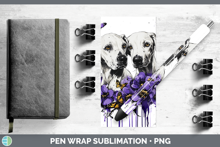 Dogs 05 Purple Drips Warren Hound Pen Wrap Sublimation Pen D
