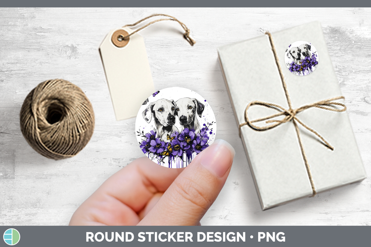 Dogs 05 Purple Drips Warren Hound Stickers | Round Labels De