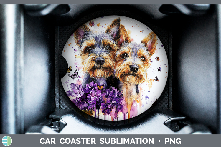 Dogs 05 Purple Drips Welsh Terrier Car Coaster Sublimation