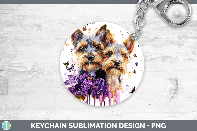Dogs 05 Purple Drips Welsh Terrier Keychain Sublimation Keyr