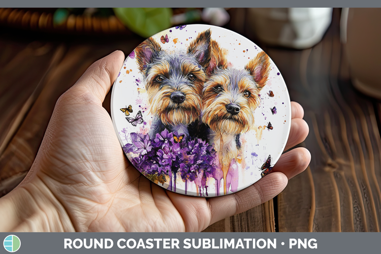 Dogs 05 Purple Drips Welsh Terrier Round Coaster Sublimation