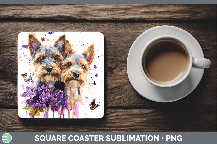 Dogs 05 Purple Drips Welsh Terrier Square Coaster Sublimatio