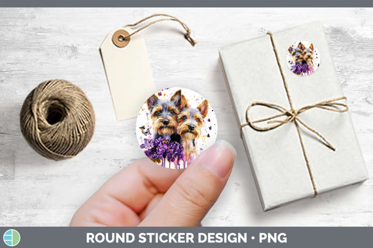 Dogs 05 Purple Drips Welsh Terrier Stickers | Round Labels D