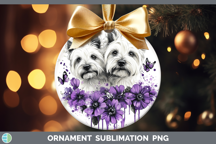 Dogs 05 Purple Drips White Highland Terrier Ornament Sublima