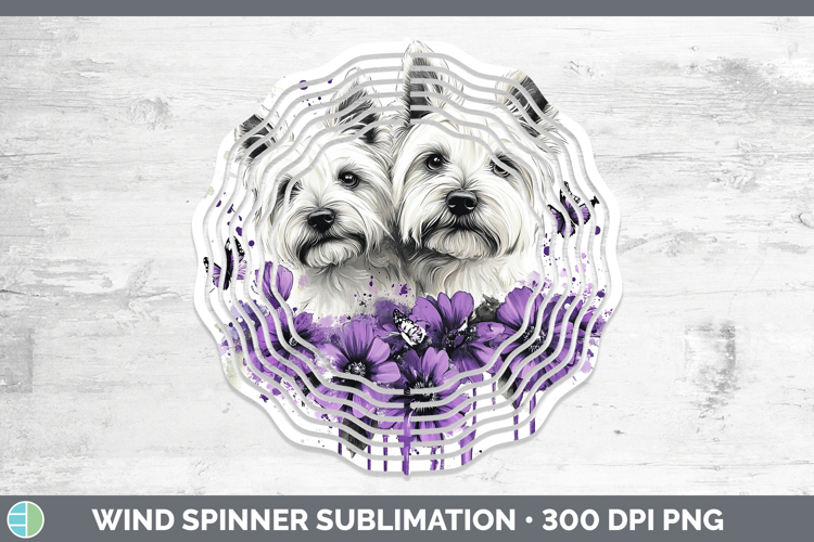 Dogs 05 Purple Drips White Highland Terrier Wind Spinner Sub