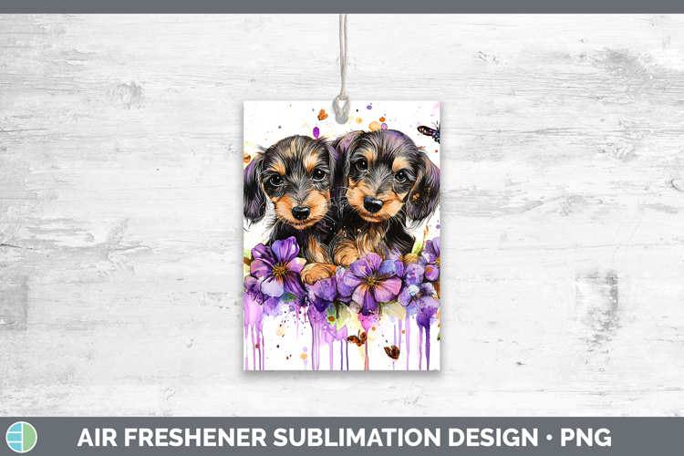 Dogs 05 Purple Drips Wire Haired Dachshund Air Freshener Sub
