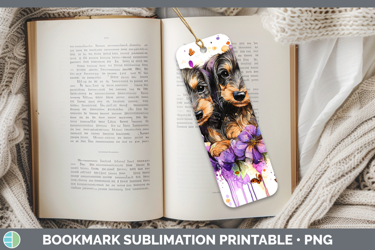 Dogs 05 Purple Drips Wire Haired Dachshund Bookmark Sublimat