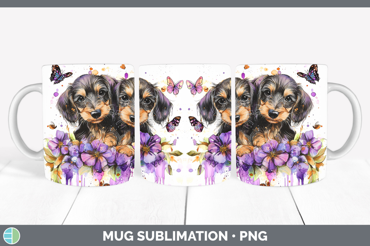 Dogs 05 Purple Drips Wire Haired Dachshund Mug Wrap Sublimat