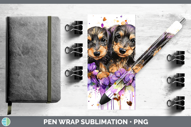 Dogs 05 Purple Drips Wire Haired Dachshund Pen Wrap Sublimat