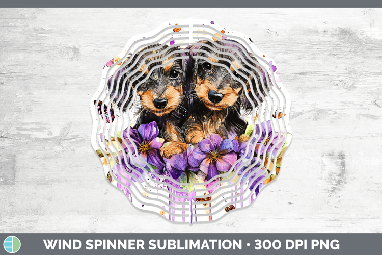 Dogs 05 Purple Drips Wire Haired Dachshund Wind Spinner Subl