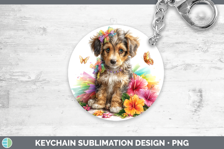 Afghan Hound Keychain Dogs 05 Rainbow Summer Sublimation Key