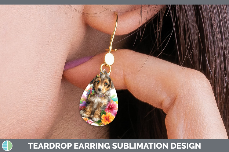 Afghan Hound Teardrop Earrings Dogs 05 Rainbow Summer Sublim