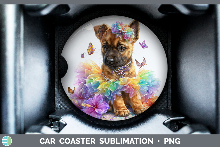 Belgian Malinois Car Coaster Dogs 05 Rainbow Summer Sublimat