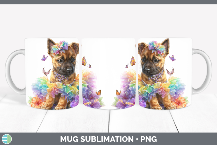 Belgian Malinois Mug Wrap Dogs 05 Rainbow Summer Sublimation