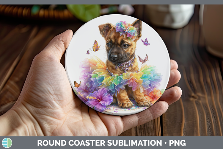 Belgian Malinois Round Coaster Dogs 05 Rainbow Summer Sublim