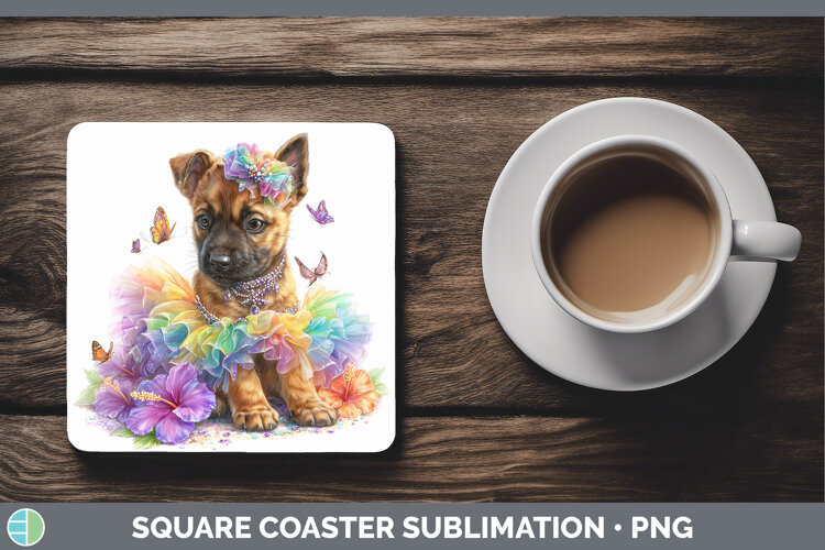 GorgeousDogs 05 Rainbow Summer Square Coaster design.