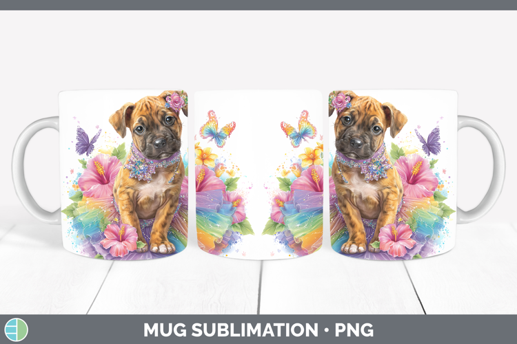 Black Mouth Cur Mug Wrap Dogs 05 Rainbow Summer Sublimation
