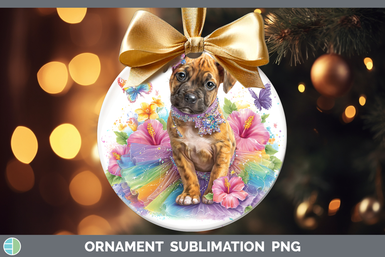Black Mouth Cur Ornament Dogs 05 Rainbow Summer Sublimation