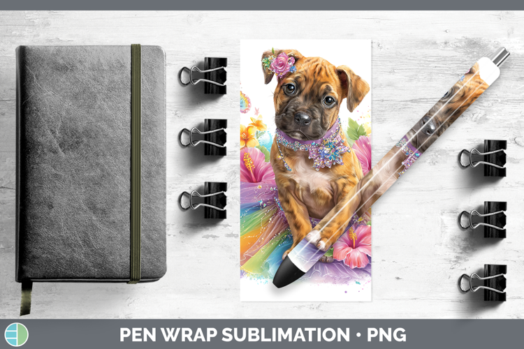 Black Mouth Cur Pen Wrap Dogs 05 Rainbow Summer Sublimation