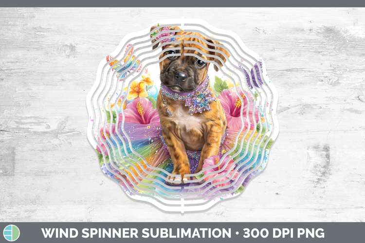 Black Mouth Cur Wind Spinner Dogs 05 Rainbow Summer Sublimat