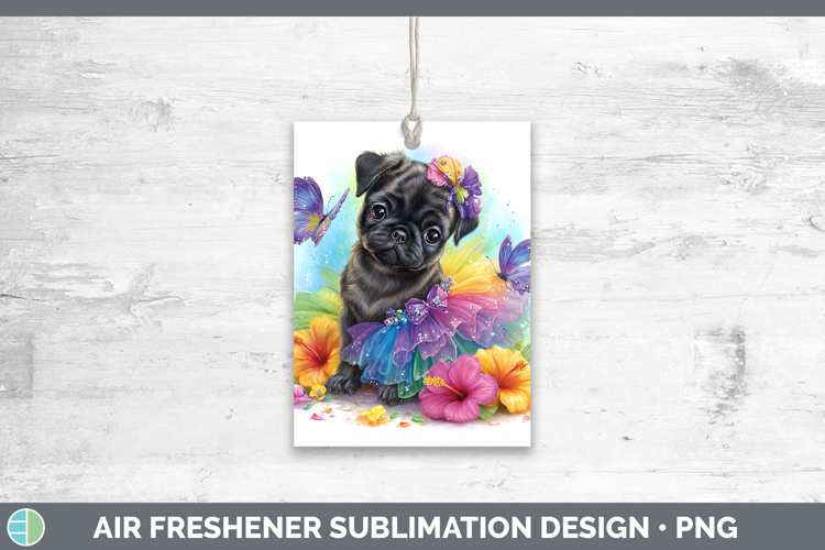 Black Pug Air Freshener Dogs 05 Rainbow Summer Sublimation C