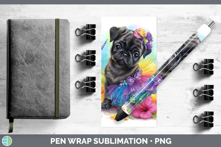 Black Pug Pen Wrap Dogs 05 Rainbow Summer Sublimation Pen De