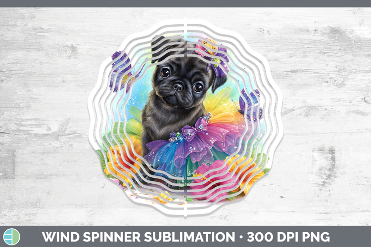 Black Pug Wind Spinner Dogs 05 Rainbow Summer Sublimation Sp