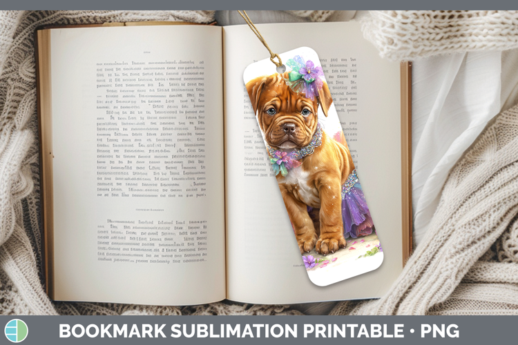 Bordeaux Mastiff Bookmark Dogs 05 Rainbow Summer Sublimation