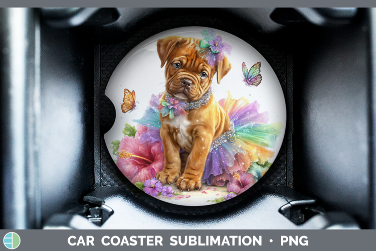 Bordeaux Mastiff Car Coaster Dogs 05 Rainbow Summer Sublimat