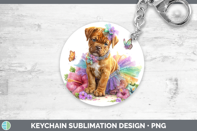 Bordeaux Mastiff Keychain Dogs 05 Rainbow Summer Sublimation
