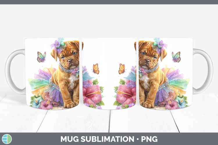 Bordeaux Mastiff Mug Wrap Dogs 05 Rainbow Summer Sublimation
