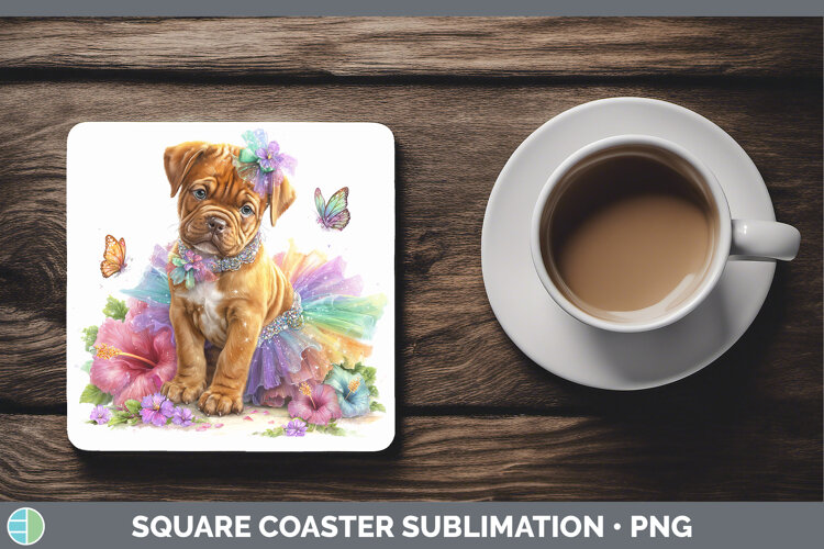 GorgeousDogs 05 Rainbow Summer Square Coaster design.