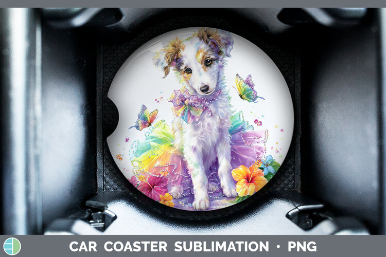 GorgeousDogs 05 Rainbow Summer Car Coaster design.