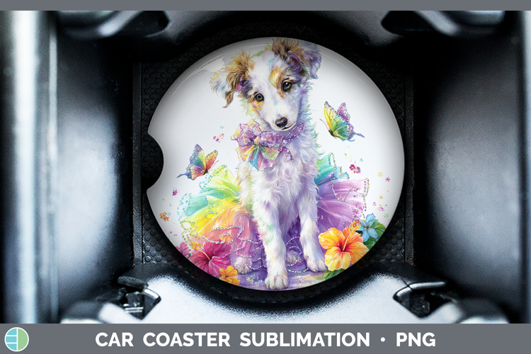Borzoi Car Coaster Dogs 05 Rainbow Summer Sublimation Desig