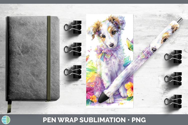 Borzoi Pen Wrap Dogs 05 Rainbow Summer Sublimation Pen Desig