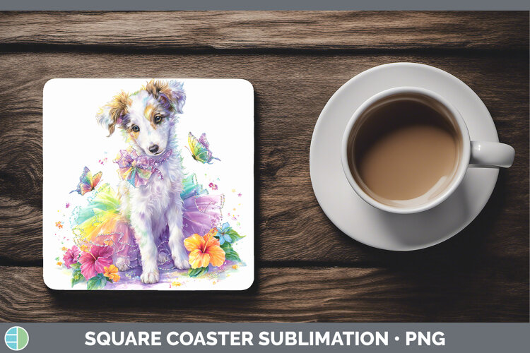 GorgeousDogs 05 Rainbow Summer Square Coaster design.