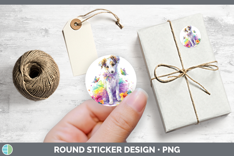 Dogs 05 Rainbow Summer Borzoi Stickers | Round Labels Design