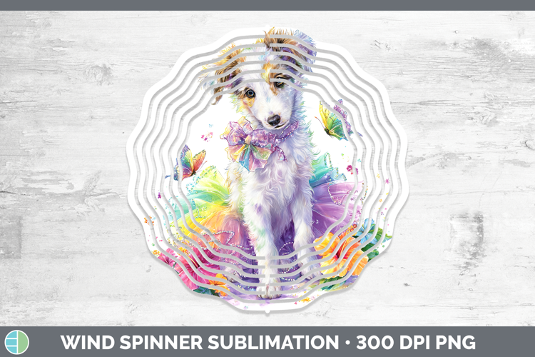Borzoi Wind Spinner Dogs 05 Rainbow Summer Sublimation Spinn