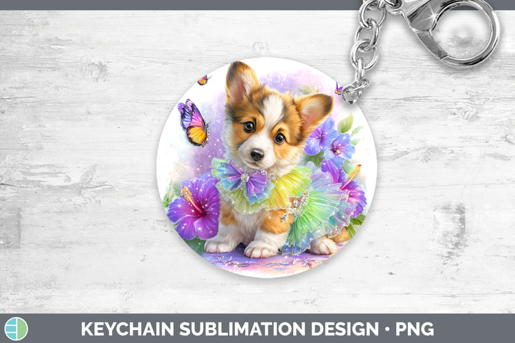 Cardigan Corgi Keychain Dogs 05 Rainbow Summer Sublimation K