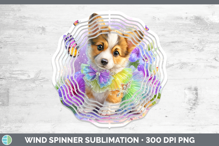 Cardigan Corgi Wind Spinner Dogs 05 Rainbow Summer Sublimati