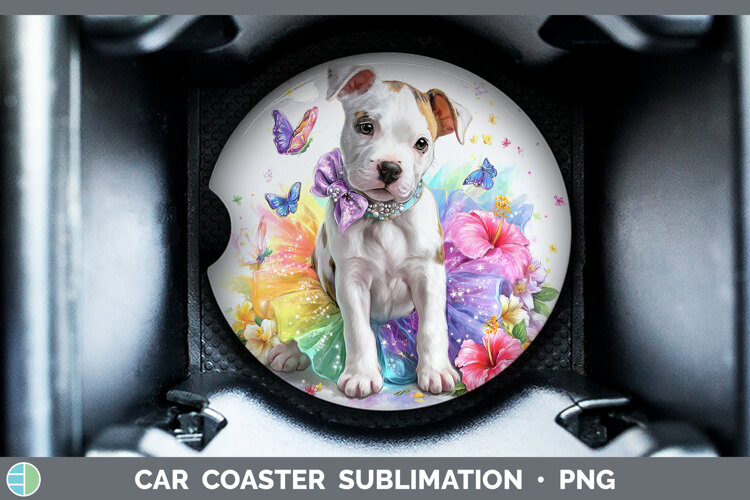 GorgeousDogs 05 Rainbow Summer Car Coaster design.