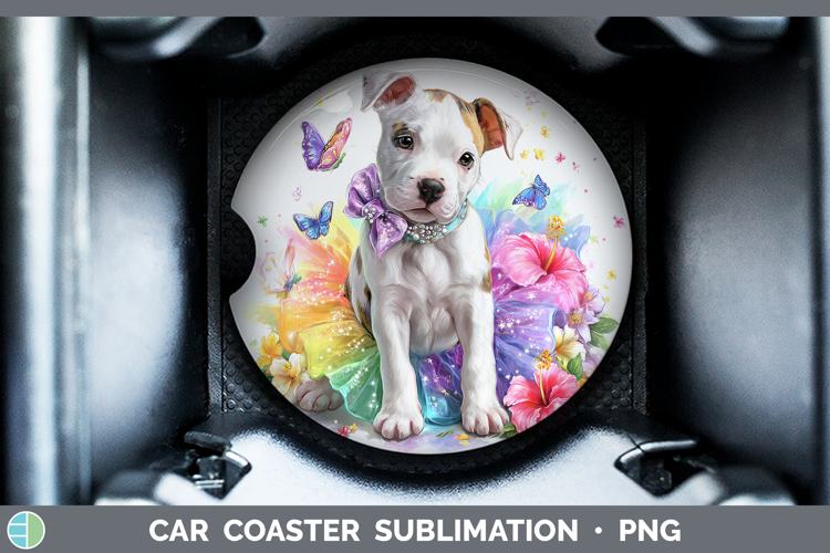Dogo Argentino Car Coaster Dogs 05 Rainbow Summer Sublimatio