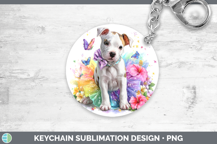 Dogo Argentino Keychain Dogs 05 Rainbow Summer Sublimation K