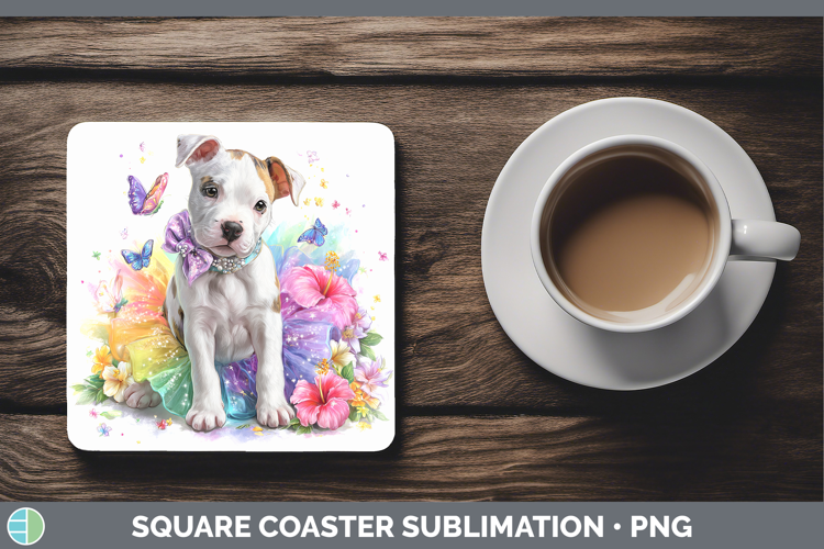 Dogo Argentino Square Coaster Dogs 05 Rainbow Summer Sublima