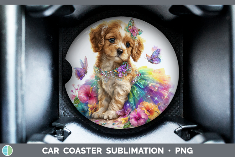 English Cocker Spaniel Car Coaster Dogs 05 Rainbow Summer Su