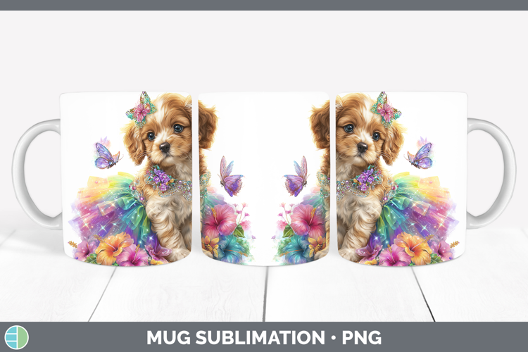 English Cocker Spaniel Mug Wrap Dogs 05 Rainbow Summer Subli