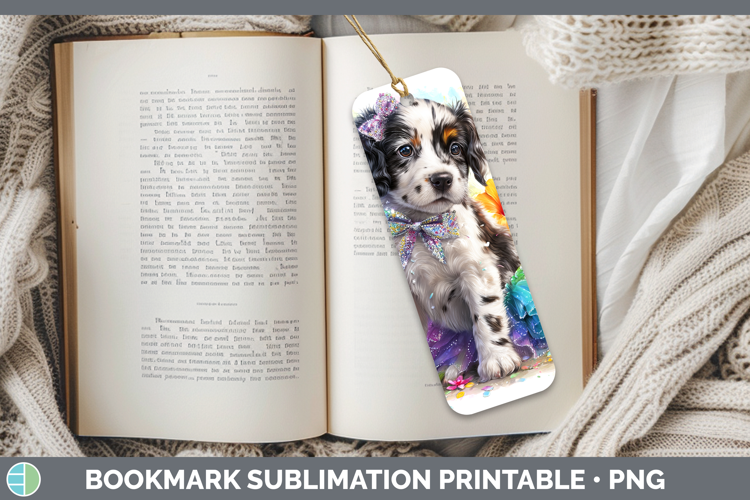 English Setter Black and White Bookmark Dogs 05 Rainbow Summ