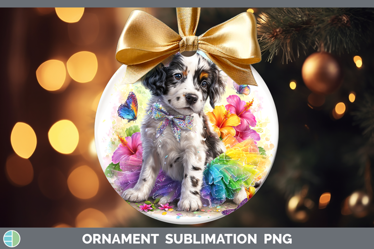 English Setter Black and White Ornament Dogs 05 Rainbow Summ