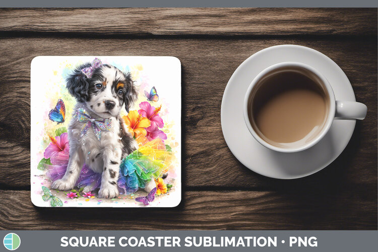 GorgeousDogs 05 Rainbow Summer Square Coaster design.
