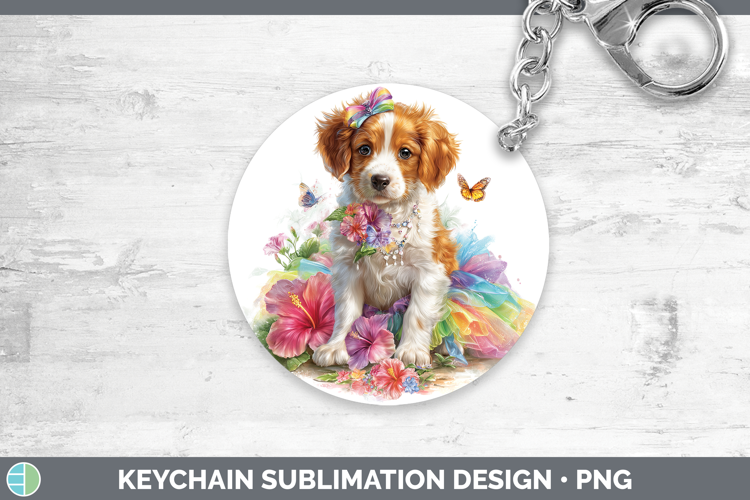English Setter Red and White Keychain Dogs 05 Rainbow Summer